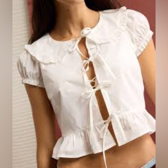 American Eagle Outfitters Tops - NWT American Eagle White Lace-Up Blouse sz S